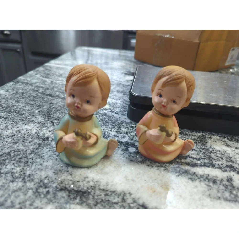 Vintage Collectible Wilton Cake Decor Topper Baby Boy Baby Girl Child Twins 1972